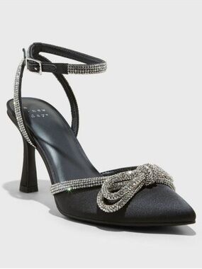 a new day Black Rhinestone Bow Ankle-Strap Pump